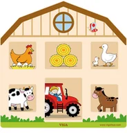Układanki dla dzieci - Viga Układanka panel ścienny - stodoła z zamknięciami V51627 - miniaturka - grafika 1