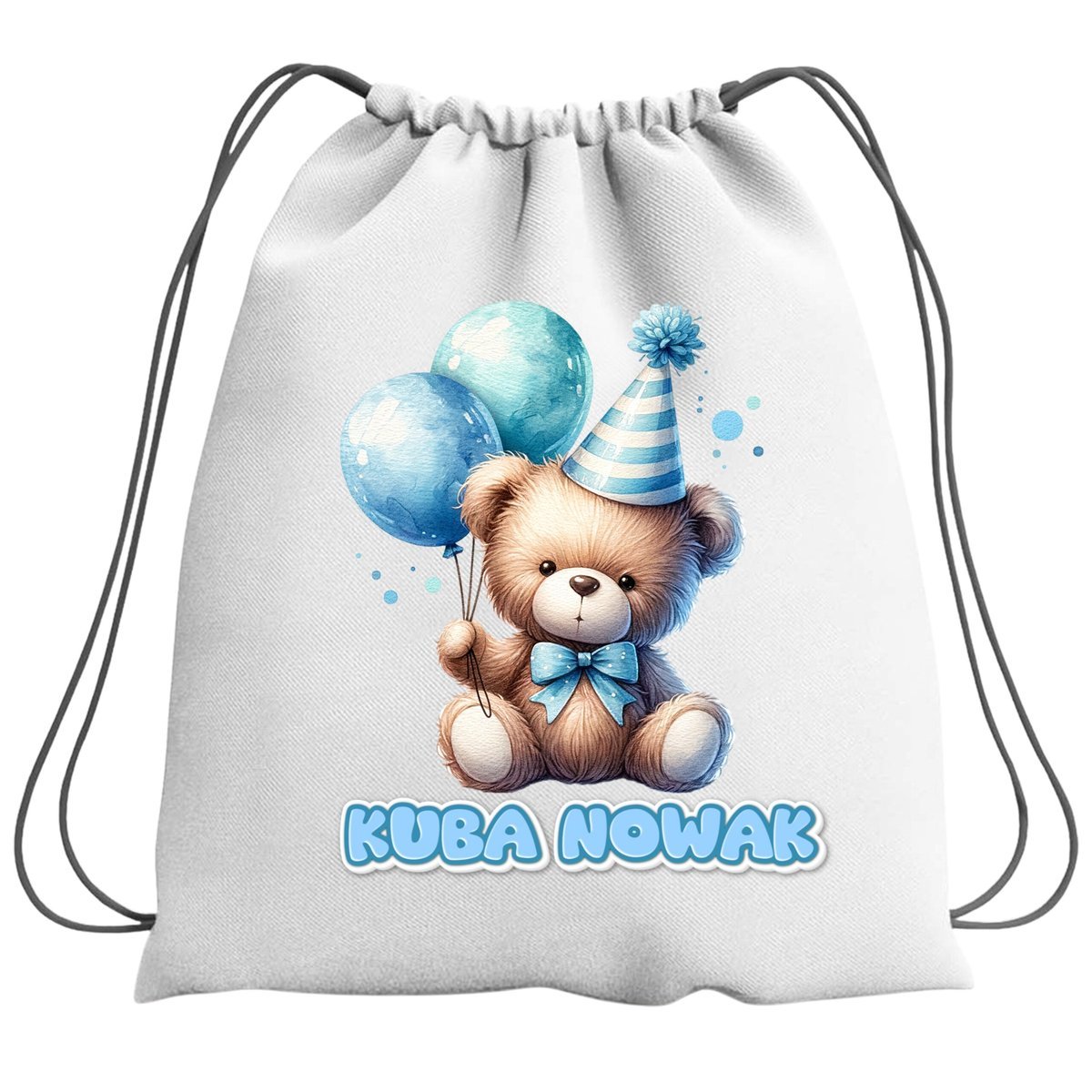 Plecak Worek Miś Misie Niebieski Szkolny Na Buty WF Obuwie Z Napisem