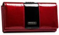 Portfele - Duży portfel na karty portfel damski z lakierowanej skóry naturalnej zatrzask bigiel Cavaldi, czerwono-czarny - miniaturka - grafika 1