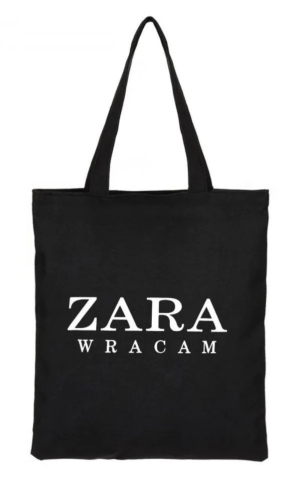 Torba na zakupy z nadrukiem ZARA WRACAM na zamek TA-50 czarny