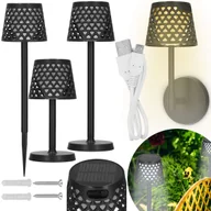 Lampy ogrodowe - Lampa ogrodowa solarna LED 5w1 ażurowy kinkiet z 3 trybami świecenia czarny - miniaturka - grafika 1