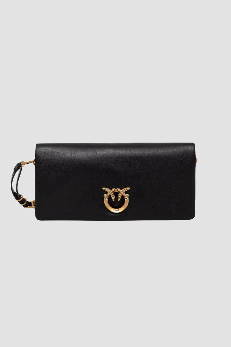 PINKO Czarna skórzana damska torebka listonoszka Click Soft Horizontal Classic