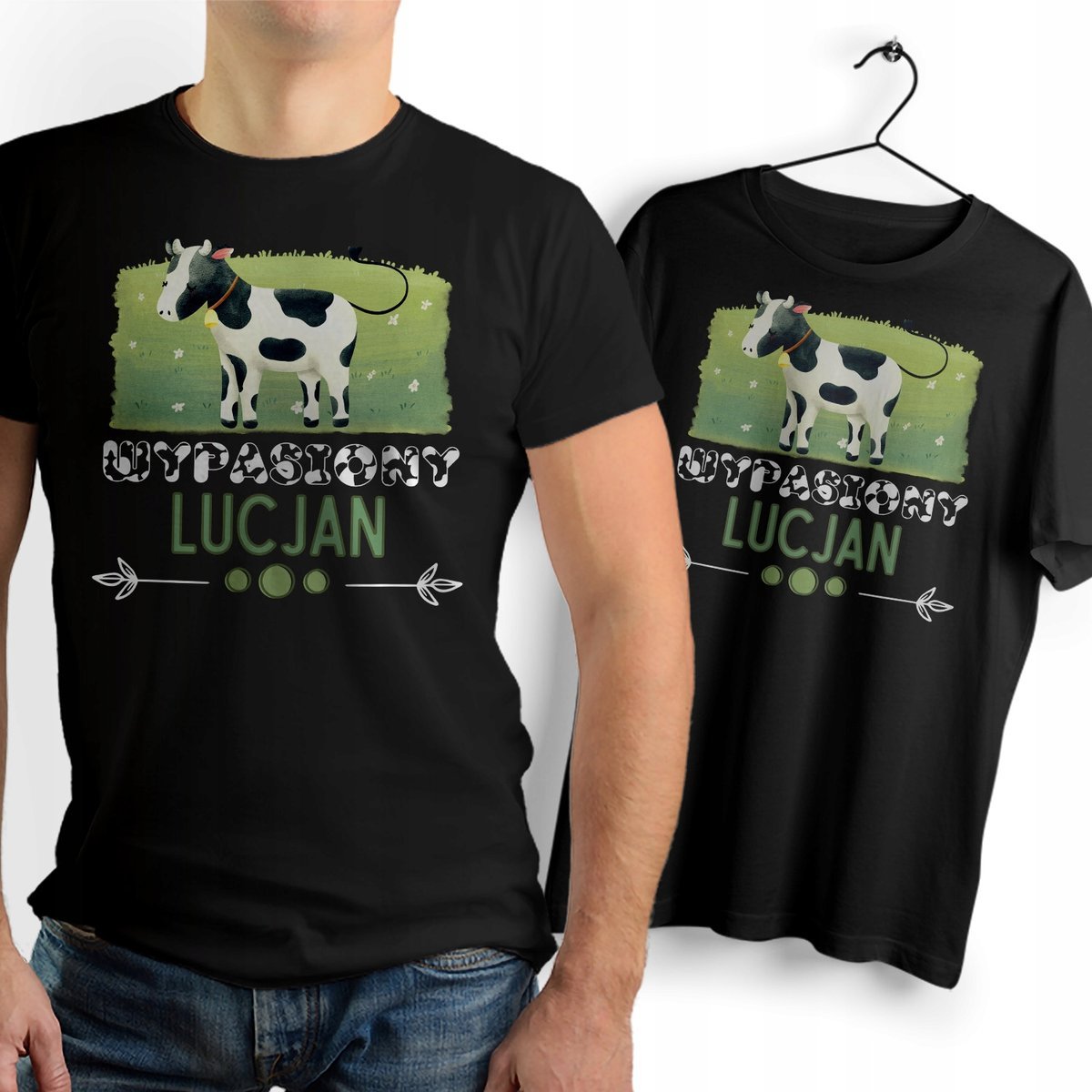 Koszulka Męska Czarna Dla Lucjana T-Shirt Podkoszulek Nadruk Na Prezent