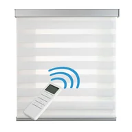 Rolety - Zmotoryzowana roleta dzień i noc, automatyczna z baterią, silnikiem i pilotem, wykończenie aluminiowe, biały 200 x 250 cm - miniaturka - grafika 1