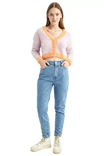 Swetry damskie - DeFacto Kardigan normalny krój dla kobiet kardigan na topy damski (LT.PINK, XXL), różowy, XXL - grafika 1