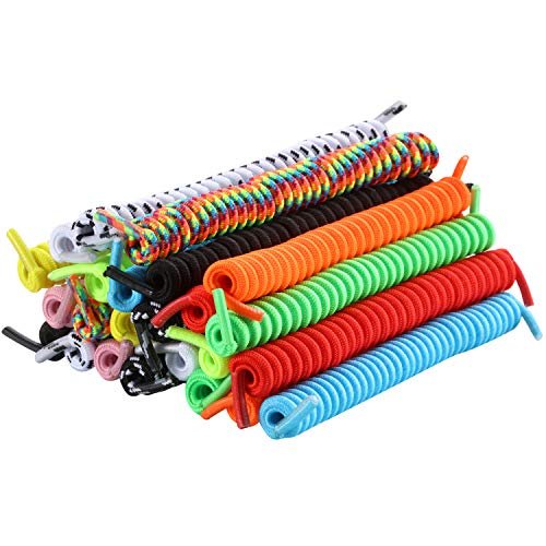 WILLBOND 12 par bez krawata Curly Shoelaces Elastyczne sznurowane buty w jednolitym kolorze dla dzieci i dorosłych, Biały, M