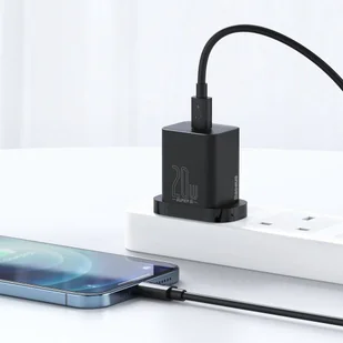 Baseus Super Si 1C szybka ładowarka USB Typ C 20W Power Delivery + kabel USB Typ C - Lightning 1m (wtyczka UK) czarny (TZCCSUP-K01) hurtel-71980-0 - Ładowarki do telefonów - miniaturka - grafika 25