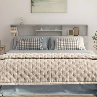 Lumarko Wezgłowie łóżka z półkami, szarość betonu, 200x19x103,5 cm - Inne meble do sypialni - miniaturka - grafika 6