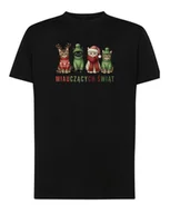 Koszulki i topy damskie - Koszulka Świąteczna Kotki Wesołych Świąt Super Prezent Czarny M - miniaturka - grafika 1