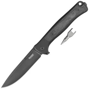 Nóż składany LionSteel Skinny Black Aluminium/Black Canvas Micarta, Old Black MagnaCut by Molletta (SK01A BB) - Noże - miniaturka - grafika 1
