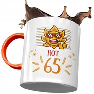 Kubki - Kubek Pomarańczowy na Urodziny 65 65te 65-te z Nadrukiem ze Zdjęciem + Opakowanie na prezent (wzór 02) - miniaturka - grafika 1