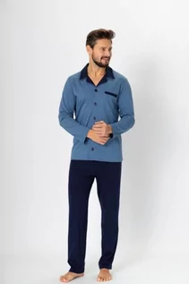 Piżamy męskie - M-Max Norbert 670 Jeans-Granatowy piżama męska - grafika 1