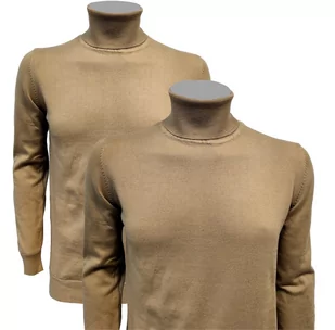 GOLF MĘSKI 100% BAWEŁNA DELIKATNY CAMEL 3XL - Swetry męskie - miniaturka - grafika 1