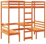 Łóżka dla dzieci i młodzieży - Brązowe łóżko na antresoli z biurkiem na dole 75x190 R4-F77 - miniaturka - grafika 1