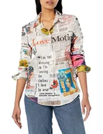 Koszulki i topy damskie - Desigual Damska koszulka CAM_Newspaper 1000, biała, XXL, biały, XXL - miniaturka - grafika 1