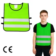 Rękawiczki rowerowe - Kamizelka odblaskowa ostrzegawcza zielona dla dzieci młodzieży 50x55cm - miniaturka - grafika 1