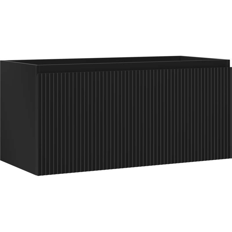 Mexen Rivel szafka łazienkowa podumywalkowa 100 cm, 1 szuflada, ryflowana , czarna mat - 91A20-10047-1-BF71