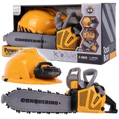 Zabawy w naśladowanie dorosłych - Piła Łańcuchowa Spalinowa Zestaw Drwala Z Kaskiem Na Baterie - miniaturka - grafika 1