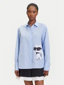 Koszule damskie - KARL LAGERFELD Koszula A3W11029 Niebieski Regular Fit - miniaturka - grafika 1