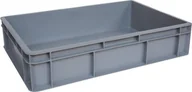 Pojemniki przemysłowe - Artech Pojemnik transportowy EURO 130 ścianki i dno pełne, wym. 600 x 400 x 130 mm, bez uchwytu szary - miniaturka - grafika 1
