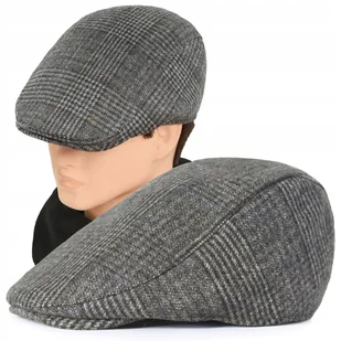 Kaszkiet Męski Zimowy Ocieplany Elegancka Czapka w Pepitkę z Wełną - Czapki męskie Kaszkiet Męski Zimowy Ocieplany Elegancka Czapka w Pepitkę z Wełną - Czapki męskie - miniaturka - grafika 1