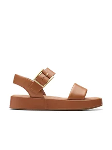 Clarks Skórzane sneakersy "Alda Strap" w kolorze jasnobrązowym - Sandały damskie - miniaturka - grafika 1