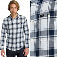 Koszule męskie - Lee LEESURE SHIRT Cloud NIEBIESKA BAWEŁNIANA KOSZULA W KRATĘ FLANELA XL - miniaturka - grafika 1