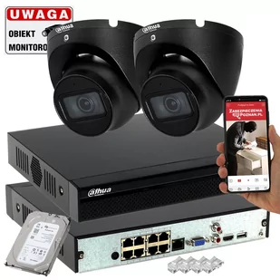 Zestaw do monitoringu 2 kamery rejestrator IPC-HDW1530T-0280B-S6-BLACK 5MPx IR30 Mikrofon PoE - Zestawy do monitoringu - miniaturka - grafika 1
