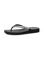 Klapki i japonki damskie - Skechers Damskie japonki do medytacji, czarny - Czarny Black Mitobuck Multi Rhinestone Bkmt - 38 EU - miniaturka - grafika 1