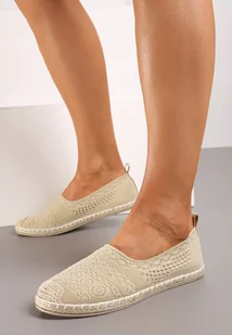 Jasnobeżowe Płaskie Espadryle na Plecionej Podeszwie Dimzarra - Espadryle damskie - miniaturka - grafika 1