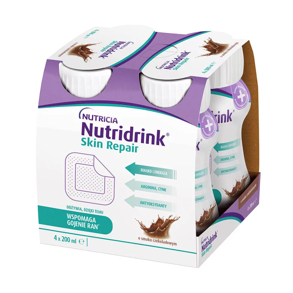 Nutricia POLSKA SP. Z O.O. Nutridrink Skin Repair o smaku czekoladowym 4 x 200 ml 3781161