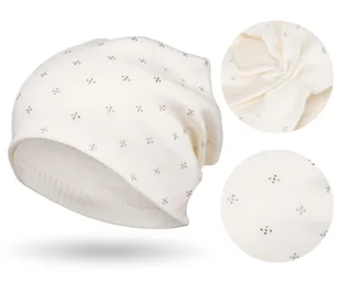 Cienka czapka zimowa beanie damska biała z kryształkami fason slouchy PETERSON - Czapki damskie - miniaturka - grafika 1