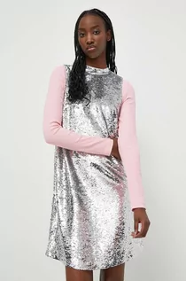 Sukienki - Superdry sukienka kolor srebrny mini prosta - grafika 1