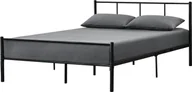 Łóżka - [en.casa] Łóżko metalowe 140x200 cm czarne na stalowej ramie z listwami Rama łóżka z zagłówkiem Design Łóżko podwójne Łóżko małżeńskie Łóżko gościnne - miniaturka - grafika 1