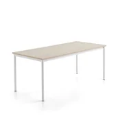 Meble do szkół i przedszkoli - Stół SONITUS PLUS, 1800x800x720 mm, laminat HPL jesion, redukcja hałasu, biały - miniaturka - grafika 1