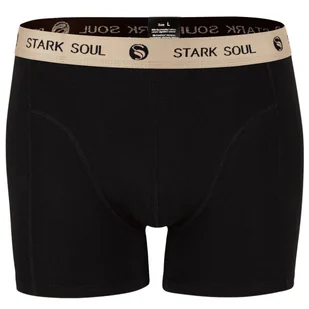 Bokserki Męskie bawełniane M wygodne oddychający materiał CZARNE z beżowym pasem - Majtki męskie - miniaturka - grafika 1