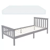 Łóżka - Rama łóżka z listwami i materacem 90x200 cm jasnoszary z drewna sosnowego ML-Design - miniaturka - grafika 1