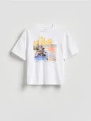 Koszulki dla chłopców - Reserved - T-shirt z nadrukiem - biały - miniaturka - grafika 1