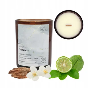 Świeca Sojowa Zapachowa Prezent Candle Szkło Wood Cashmere 190g EkoDetale - Świece - miniaturka - grafika 1