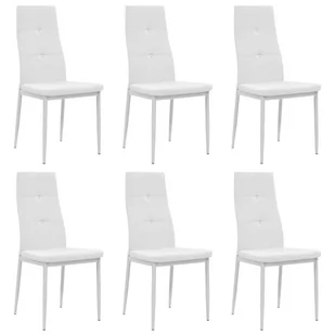 vidaXL Krzesła ze sztucznej skóry, 6 szt., 43 x 43,5 x 96 cm, białe - Krzesła - miniaturka - grafika 1