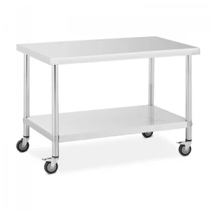 Stół ze stali nierdzewnej na kółkach - 70 x 120 cm - 158 kg ROYAL CATERING 10012805 RCAT-120/70-W - Meble gastronomiczne - miniaturka - grafika 1