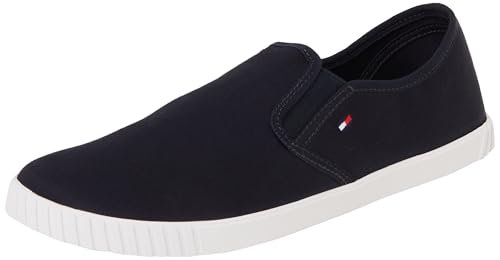 TOMMY HILFIGER Damskie płócienne tenisówki wsuwane Low Top, niebieski (Space Blue), 38 EU, Niebieski kosmiczny niebieski, 39 EU