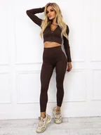 Komplety damskie - MODELUJĄCY KOMPLET BLUZKA+ LEGGINSY PUSH UP- BRĄZOWY - Olika - miniaturka - grafika 1