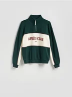 Bluzy męskie - Reserved - Bawełniana bluza ze stójką - ciemnozielony - miniaturka - grafika 1