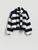 Swetry damskie - Reserved - Sweter z wiązaniem - granatowy - miniaturka - grafika 1