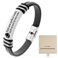 Bransolety męskie - Bransoletka męska KAUCZUKOWA z grawerem łańcuszek - miniaturka - grafika 1