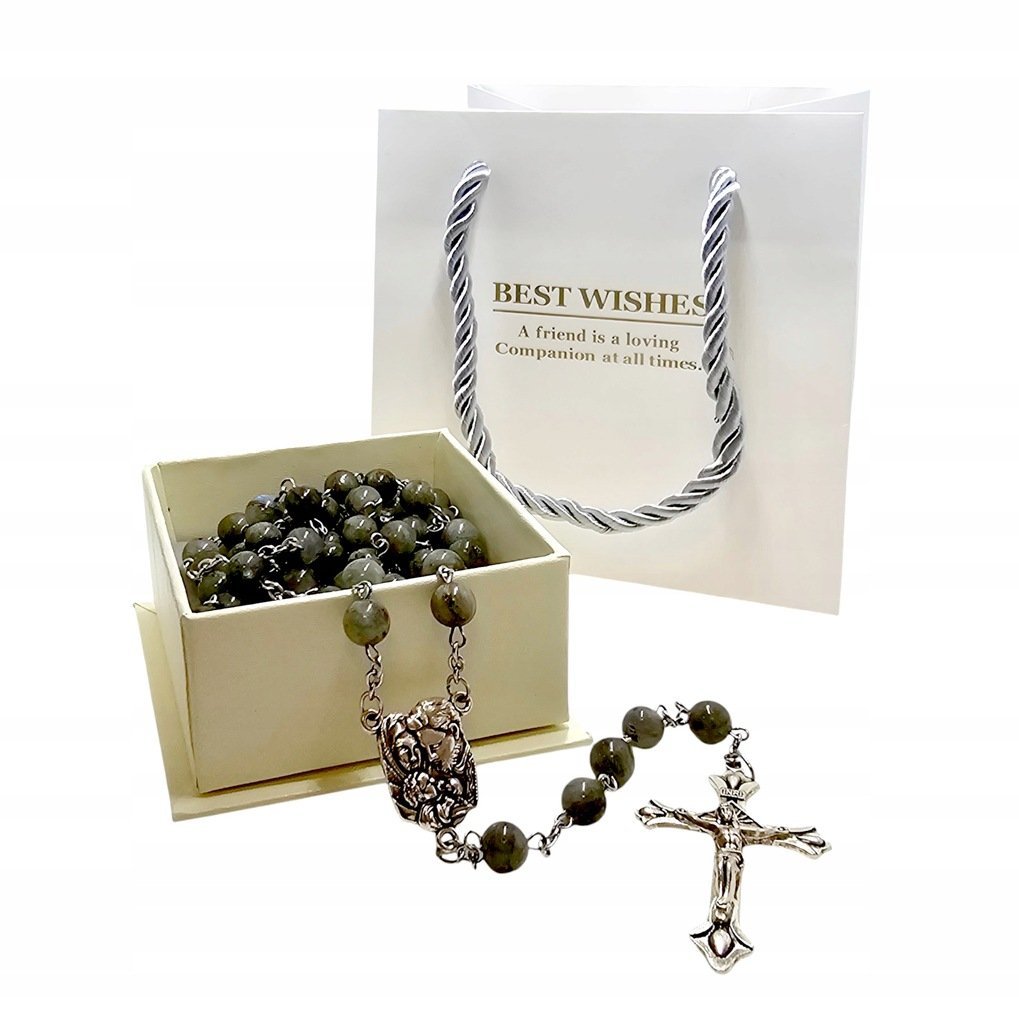 Różaniec Kamień Naturalny Labradoryt M127 Prezent