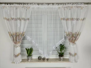 Firana w kwiaty,eleganckie firanki do pokoju gotowe - Firany - miniaturka - grafika 1