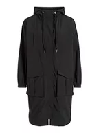 Kurtki damskie - Vila Damska kurtka VISILIANA Long Jacket-NOOS Parka, czarna, 36, Schwarz, 36 - miniaturka - grafika 1