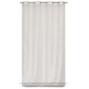 Firana na przelotkach 140 x 240 cm jednokolorowa kość słoniowa poziome pasy - Firany - miniaturka - grafika 1